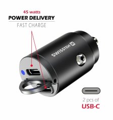 SWISSTEN CL ADAPTÉR POWER DELIVERY 2x USB-C 45W NANO ČERNÝ