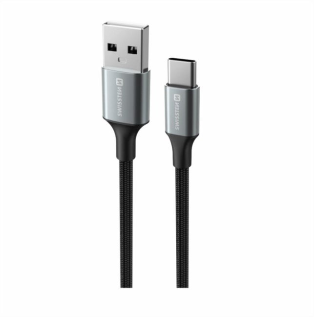 DATOVÝ KABEL SWISSTEN TEXTILE II USB / USB-C 1,5 M ČERNÝ