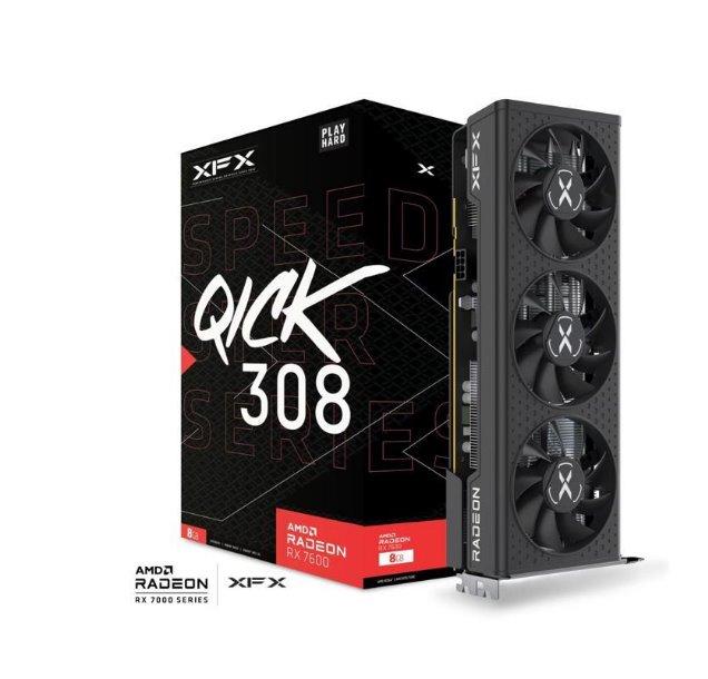 XFX Speedster QICK 308 AMD Radeon RX 7600 BLACK 8GB GDDR6, AMD RDNA™ 3