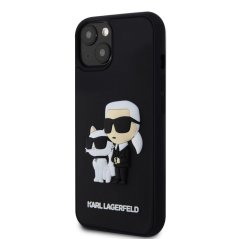 Karl Lagerfeld 3D Rubber Karl and Choupette Zadní Kryt pro iPhone 15 Plus Black