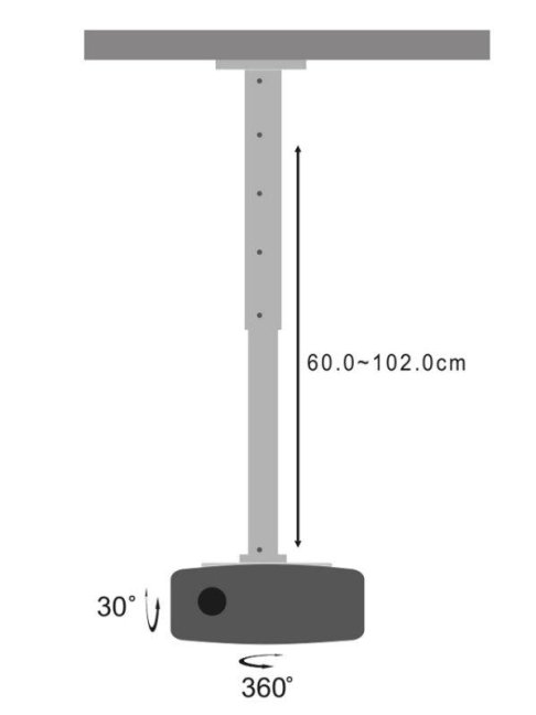 STELL stropní výsuvný držák proiektoru SHO 1091, nosnost 15kg - stříbrná