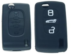 Silikonový obal pro klíč Peugeot, Citroën, 3-tlačítkový, černý 481PG104bla