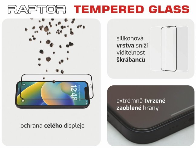 SWISSTEN RAPTOR DIAMOND ULTRA CLEAR 3D TEMPEROVANÉ SKLO PRO APPLE IPHONE 16 PRO ČERNÉ