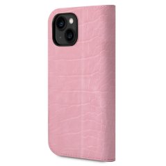 Guess PU Croco with Metal Camera Outline Book Pouzdro pro iPhone 14 Plus Pink
