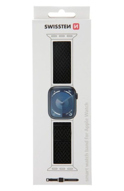 SWISSTEN ŘEMÍNEK PRO APPLE WATCH NYLONOVÝ 38 / 40 / 41 mm ČERNÝ (se sponou)