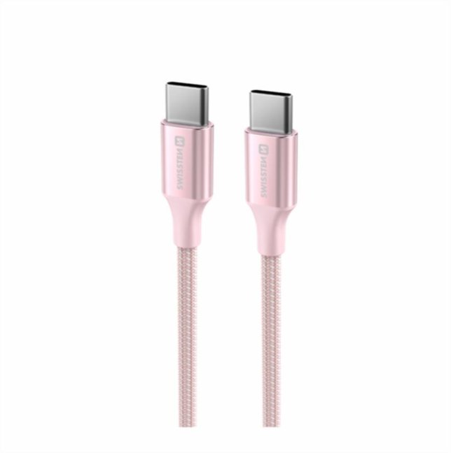 DATOVÝ KABEL SWISSTEN TEXTILE II USB-C / USB-C 1,5 M RŮŽOVÝ