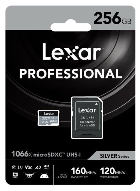 Lexar paměťová karta 256GB High-Performance 1066x microSDXC™ UHS-I, čtení/zápis: 160/120MB/s, C10 A2 V30 U3