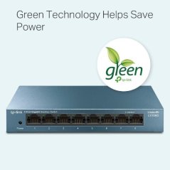 TP-LINKLS108G LiteWave 8-Port Gigabit Desktop Switch, 8 Gigabit RJ45 Ports, Desktop Steel Case