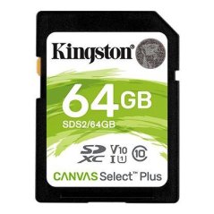 Kingston paměťová karta 64GB Canvas Select Plus SD UHS-I (čtení/zápis: 100/85MB/s)