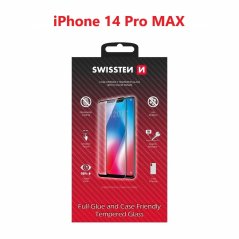 SKLO SWISSTEN FULL GLUE, COLOR FRAME, CASE FRIENDLY PRO APPLE IPHONE 14 PRO MAX ČERNÉ