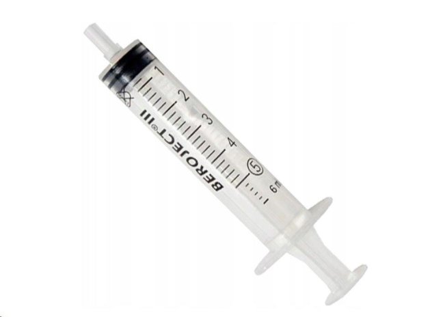 Injekční stříkačka s gumovým pístem 5 ml