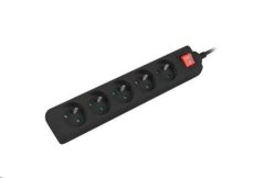 Prodlužovací kabel Lanberg PS1 5 zásuvky 1.5m vypínač černá