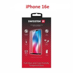 SKLO SWISSTEN FULL GLUE, COLOR FRAME, CASE FRIENDLY PRO APPLE IPHONE 16e ČERNÉ