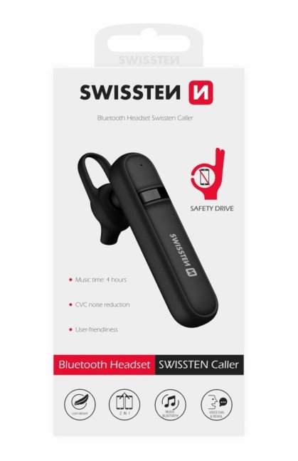 BLUETOOTH HEADSET SWISSTEN CALLER ČERNÝ