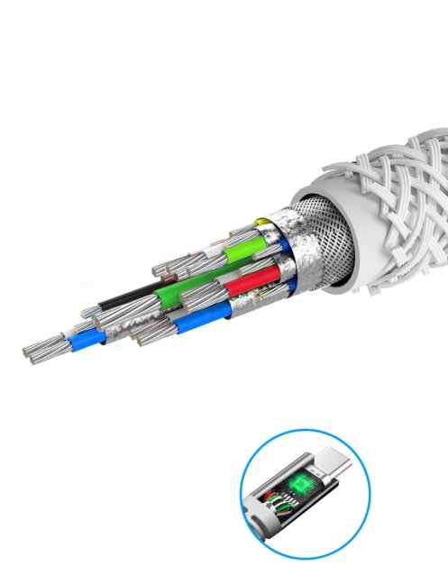 DATOVÝ KABEL SWISSTEN KEVLAR USB / LIGHTNING 1,5 M BÍLÝ