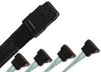 SAS 520 0,5m Mini SAS Plug with clamp (SFF 8087) 36p  4 x SATA Plug 7p 90° with Side Band