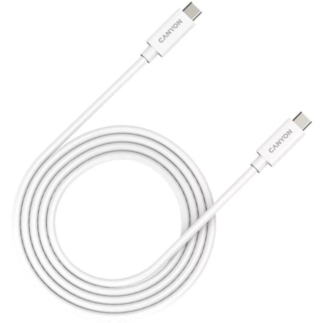 CANYON kabel UC-42, USB-C – USB-C (240W, 48V/5A, 20Gbps Data, 4K@120Hz) 2m, bílá