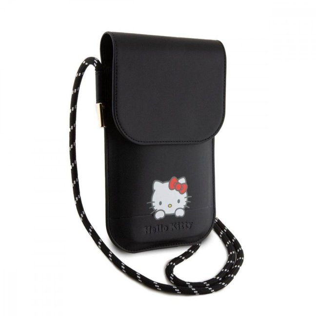 Hello Kitty PU Leather Daydreaming Logo Taška na Telefon Black