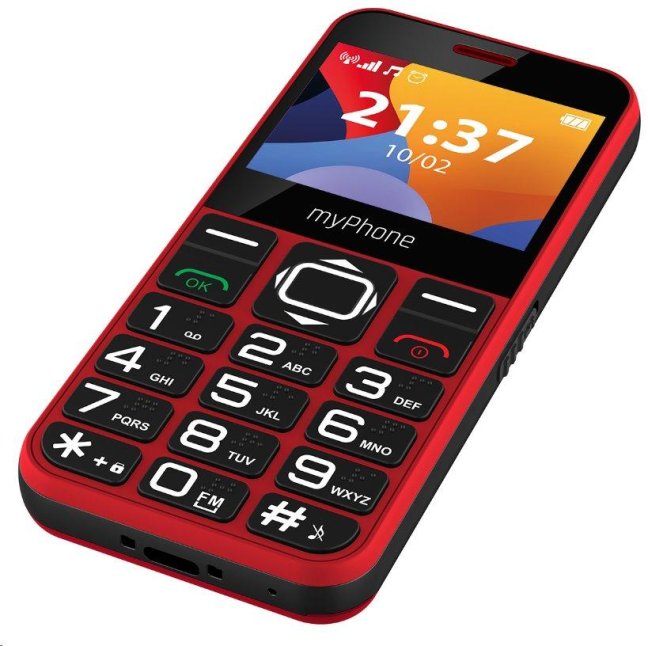 myPhone Halo 3 Senior červený s nabíjecím stojánkem