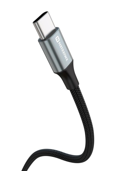 DATOVÝ KABEL SWISSTEN TEXTILE II USB-C / USB-C 1,5 M ČERNÝ