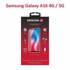 SKLO SWISSTEN FULL GLUE, COLOR FRAME, CASE FRIENDLY PRO SAMSUNG A166B / A165F GALAXY A16 5G / 4G ČERNÉ