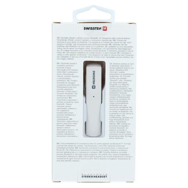 BLUETOOTH HEADSET SWISSTEN ULTRA LIGHT UL-9 BÍLÝ