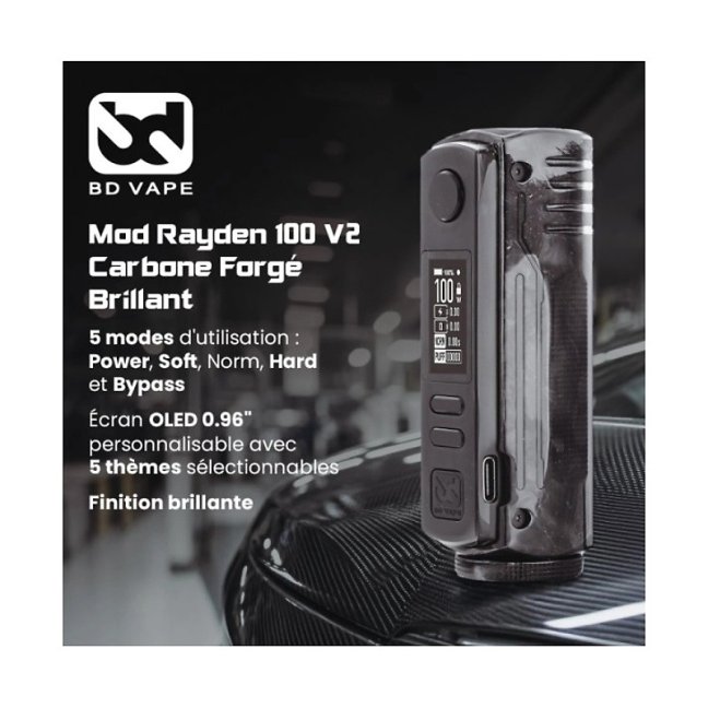 BD Vape Mod Rayden 100 V2 Forgen Carbon Fiber