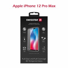 SKLO SWISSTEN ULTRA DURABLE 3D FULL GLUE GLASS PRO APPLE IPHONE 12 PRO MAX ČERNÉ