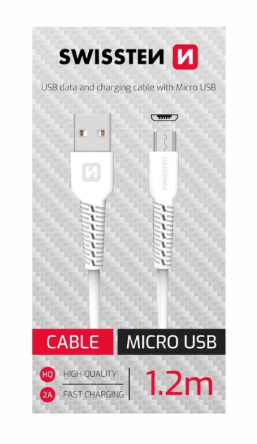 DATOVÝ KABEL SWISSTEN USB/MICRO USB BÍLÝ 1,2M  (SAMOPRODAVAČ)