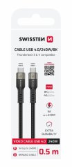 SWISSTEN DATOVÝ VIDEO KABEL USB 4.0, USB-C, 240W, 8K@60Hz, 40 GB/s, TB3 & TB4, 0,5 M ČERNÝ