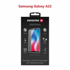 SKLO SWISSTEN ULTRA DURABLE 3D FULL GLUE GLASS SAMSUNG A225 GALAXY A22 ČERNÉ