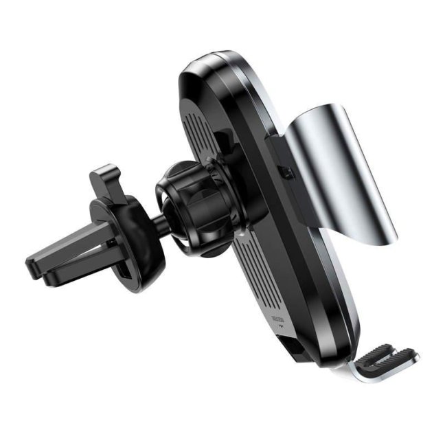 Baseus Car Mount Smart Gravity Držák telefonu Air Vent Bracket Electric Auto Lock Silver (SUGENT-ZN0S