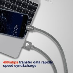 DATOVÝ KABEL SWISSTEN TEXTILE USB / MICRO USB 1,2 M ŠEDÝ