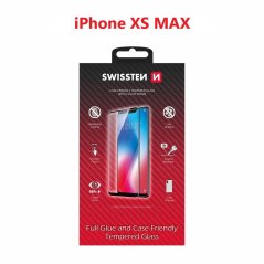 SKLO SWISSTEN FULL GLUE, COLOR FRAME, CASE FRIENDLY PRO APPLE IPHONE XS MAX ČERNÉ