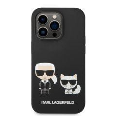 Karl Lagerfeld and Choupette Liquid Silicone Zadní Kryt pro iPhone 14 Pro Black
