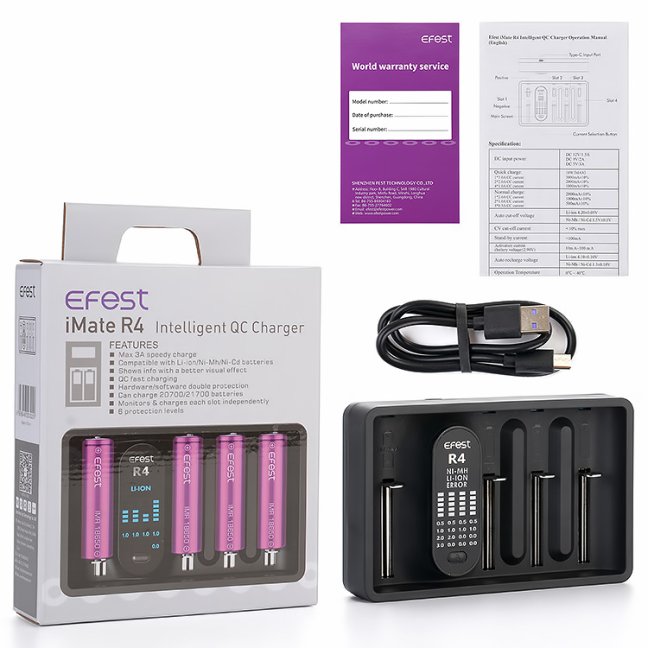 Efest iMate R4 - Inteligentní článková nabíječka - AC/USB