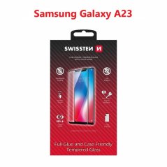 SKLO SWISSTEN FULL GLUE, COLOR FRAME, CASE FRIENDLY PRO SAMSUNG A235 GALAXY A23 ČERNÉ