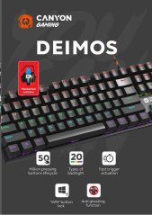 CANYON Herní klávesnice DEIMOS GK-4 CZ/SK, drátová, mechanická, nastavitelné LED podsvícení, 104 kláves