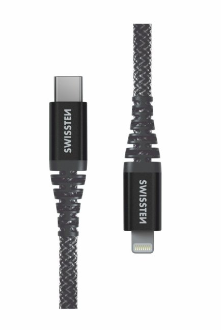 DATOVÝ KABEL SWISSTEN KEVLAR USB-C / LIGHTNING 1,5 M ANTRACIT