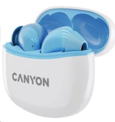 CANYON TWS-5 BT sluchátka s mikrofonem, BT V5.3 JL 6983D4, pouzdro 500mAh+40mAh až 38h, modrá