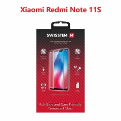 SKLO SWISSTEN FULL GLUE, COLOR FRAME, CASE FRIENDLY PRO XIAOMI REDMI NOTE 11S ČERNÉ