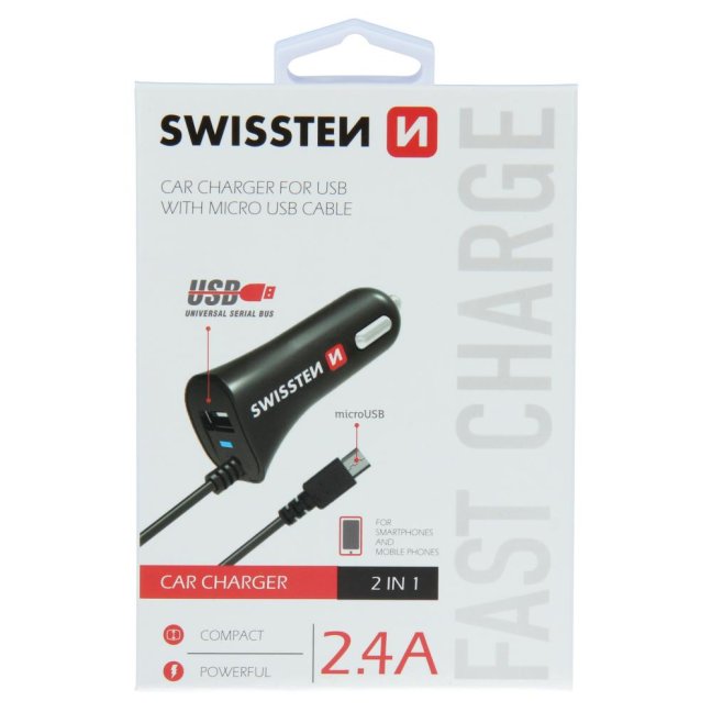 SWISSTEN CL AUTONABÍJEČKA MICRO USB A USB 2,4A POWER