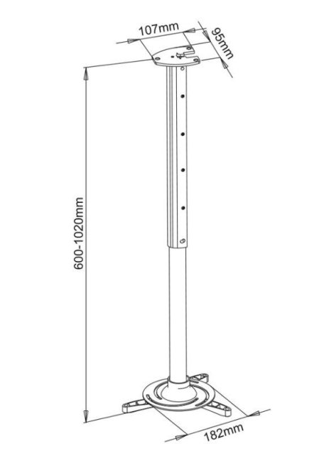 STELL stropní výsuvný držák proiektoru SHO 1091, nosnost 15kg - stříbrná