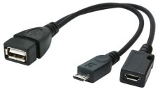 Kabel CABLEXPERT USB AF/micro BM + micro BF, OTG + dobíjení, 15cm, pro tablety a smartphone