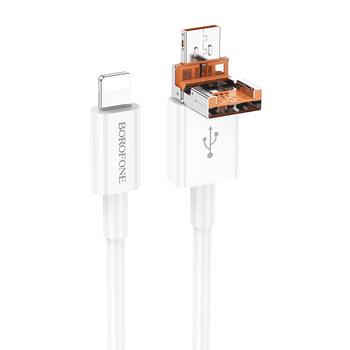 BOROFONE BX102 WINNER KABEL - USB + TYPE C TO LIGHTNING - PD 27W 1 METR BÍLÝ
