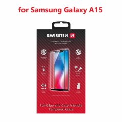 SKLO SWISSTEN FULL GLUE, COLOR FRAME, CASE FRIENDLY PRO SAMSUNG GALAXY A15 / A15 5G ČERNÉ