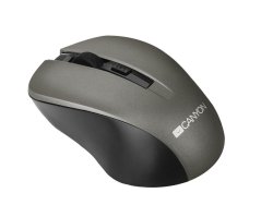 CANYON myš optická bezdrátová CMSW1, nastavitelné rozlišení 800/1000/1200 dpi, 4 tl, USB nano reciever,  šedá