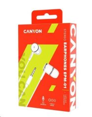 CANYON stereo sluchátka EPM-1, špunty do uší, bílá