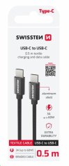 DATOVÝ KABEL SWISSTEN TEXTILE USB-C / USB-C 0,5 M ČERNÝ