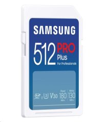 Samsung paměťová karta 512GB PRO Plus SDXC CL10 U3 V30 (č/z: až 180/až 130MB/s)